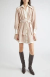 Zimmermann Hypnotic Tuck Belted Mini Shirt Dress In Neutral