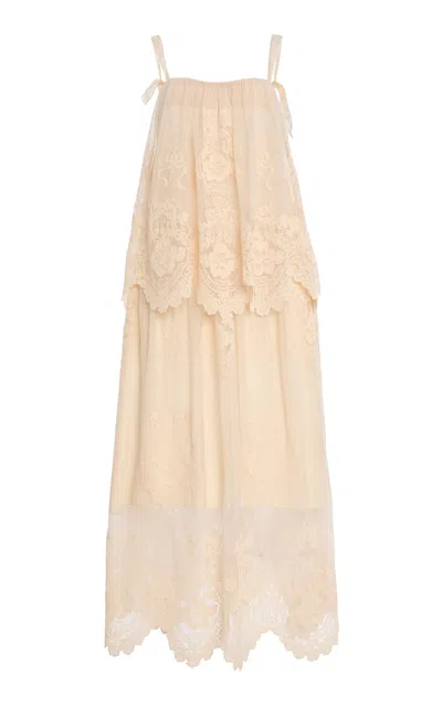 Zimmermann Hypnotic Tiered Lace Slip In White