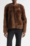 Zimmermann Shearling Jacket Straight Collarless Design In Brown