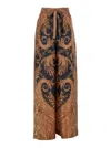 Zimmermann Multicolor Pants With Belt And All-over Paisley Motif In Silk Woman In Brown