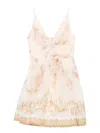 Zimmermann Hypnotic Silk Linen V Neck Mini Dress In Multi