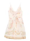 Zimmermann Hypnotic Linen And Silk Mini Dress In Neutral