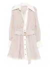 Zimmermann Hypnotic Tuck Belted Mini Shirt Dress In Neutral