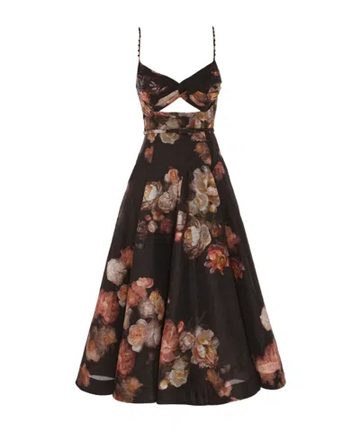 Zimmermann Hypnotic Twist Midi Dress In Black
