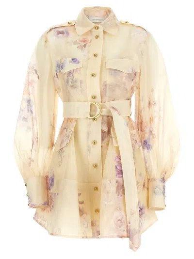 Zimmermann Hypnotic Utility Mini Dress In Neutral