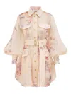 Zimmermann Hypnotic Utility Mini Dress In Pink