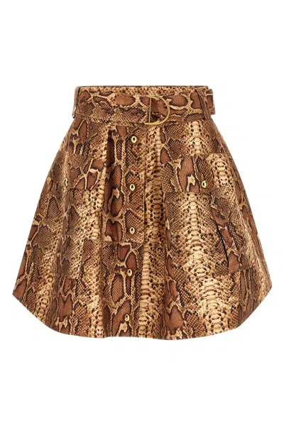 Zimmermann 'hypnotic Utility Mini' Skirt In Brown