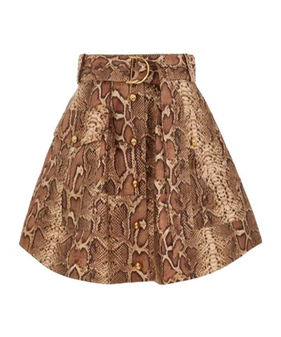 Zimmermann Hypnotic Utility Mini Skirt In Brown