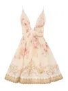 Zimmermann Hypnotic V-neck Mini Dress In Neutral