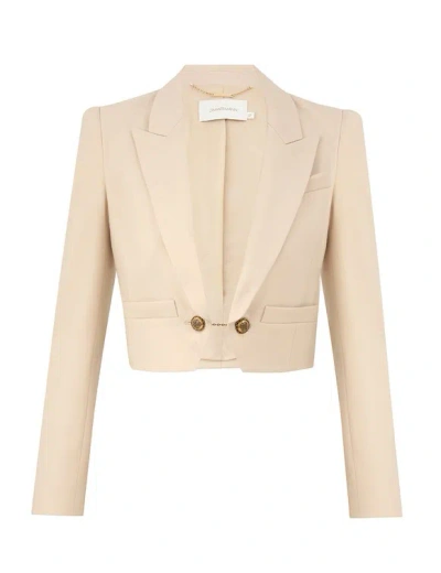 Zimmermann Hypnotic Wool Cropped Blazer In Neutral