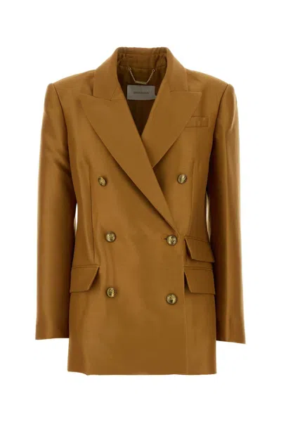 Zimmermann Hypnotic Wool-silk Blend Blazer In Camel