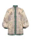 Zimmermann Indra Printed Metallic Cotton And Silk-blend Blouse In Multi