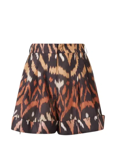 Zimmermann Ikat-print Buckle-detail Shorts In Black