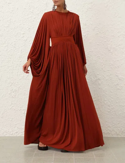 Zimmermann Illuminate Batwing Maxi Dress In Rust In Multi