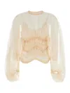 Zimmermann Illuminate Beige Crewneck Top With Elastic Hems And Semi Sheer Design In Silk Woman In Nude