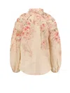 Zimmermann Illuminate Pleated Floral-print Linen And Silk-blend Blouse In Pink