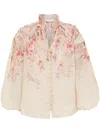 Zimmermann Illuminate Pleated Floral-print Linen And Silk-blend Blouse