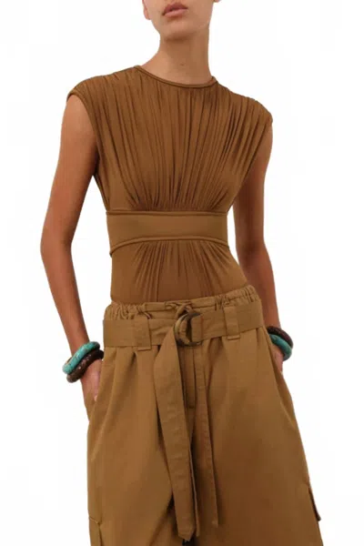ZIMMERMANN ILLUMINATE BODYSUIT IN KHAKI