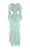 Zimmermann Illuminate Braided Maxi Dress In Light Blue