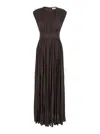 Zimmermann Illuminate Brown Long Dress With Gathered Neckline And Waist And Front Single Split In Viscose Stret