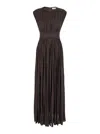 Zimmermann Illuminate Brown Long Dress With Gathered Neckline And Waist And Front Single Split In Viscose Stret