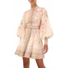 Zimmermann Illuminate Buttoned Mini Dress In Coral Floral In Multi
