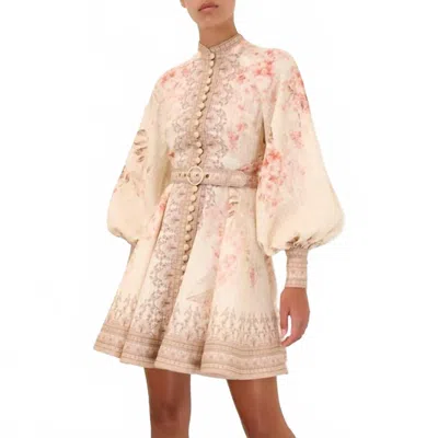 ZIMMERMANN ILLUMINATE BUTTONED MINI DRESS IN CORAL FLORAL