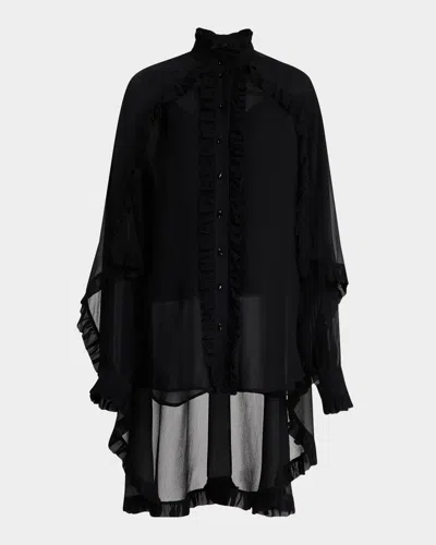 Zimmermann Illuminate Cape Shirt In Black
