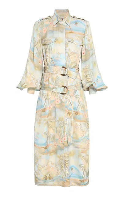 Zimmermann Illuminate Cargo Midi Dress In Blue