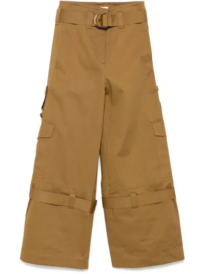 Zimmermann Illuminate Belted Cotton-twill Wide-leg Cargo Pants In Brown
