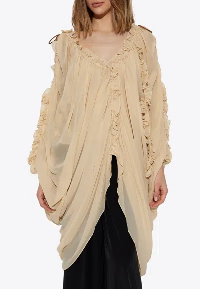 Zimmermann Illuminate Cold-shoulder Draped Blouse