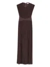 Zimmermann Illuminate Brown Long Dress With Gathered Neckline And Waist And Front Single Split In Viscose Stret