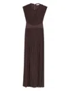Zimmermann Illuminate Brown Long Dress With Gathered Neckline And Waist And Front Single Split In Viscose Stret In Brown