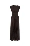 Zimmermann Illuminate Brown Long Dress With Gathered Neckline And Waist And Front Single Split In Viscose Stret