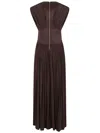 Zimmermann Illuminate Brown Long Dress With Gathered Neckline And Waist And Front Single Split In Viscose Stret