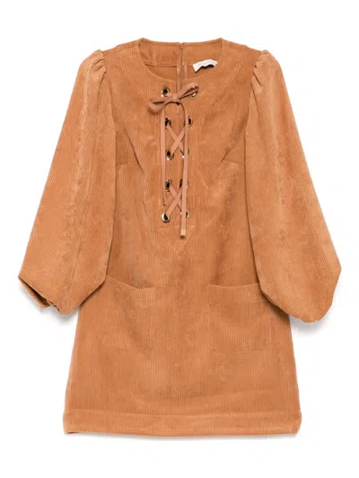 Zimmermann Illuminate Cord Dress In Brown