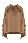Zimmermann Illuminate Flutter Blouse In Tan In Brown