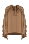 Zimmermann Illuminate Crêpe Blouse In Brown