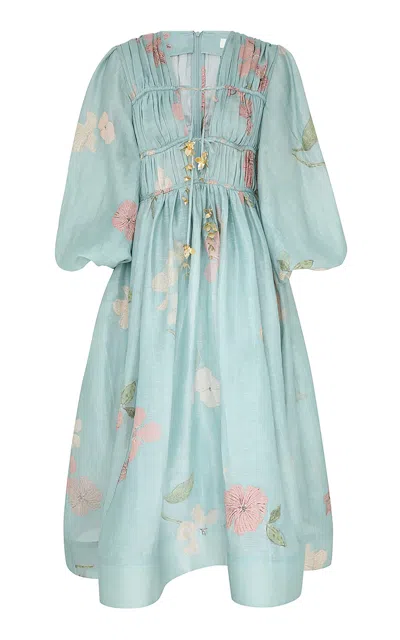 Zimmermann Floral-print Dress In Blue