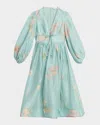 Zimmermann Womens Mint Hibiscus Illuminate Billow Embroidered Linen-silk Maxi Dress In Mint Hibiscus