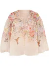 Zimmermann Illuminate Pleated Floral-print Linen And Silk-blend Blouse