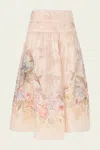 Zimmermann Women Ivory Linen And Silk Drawn Illuminate Midi Skirt In Neutral
