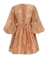 Zimmermann Drawn Illuminate Mini Dress In Nude