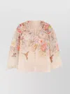 Zimmermann Illuminatebeige Blouse With Puffed Sleeves And All-over Floral Print In Linen And Silk Blend Woman