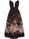 Zimmermann Illuminate Draped Midi Dress In Black Tropical In Black