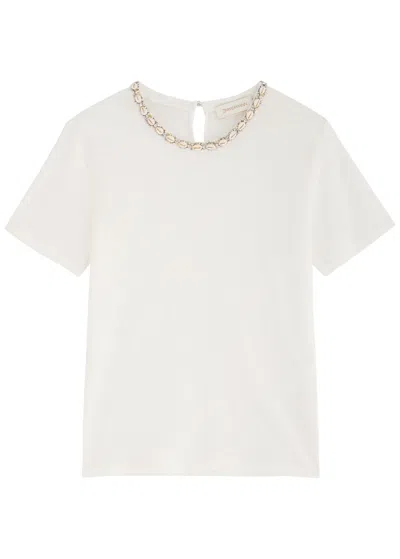 ZIMMERMANN ZIMMERMANN ILLUMINATE EMBELLISHED LINEN T-SHIRT
