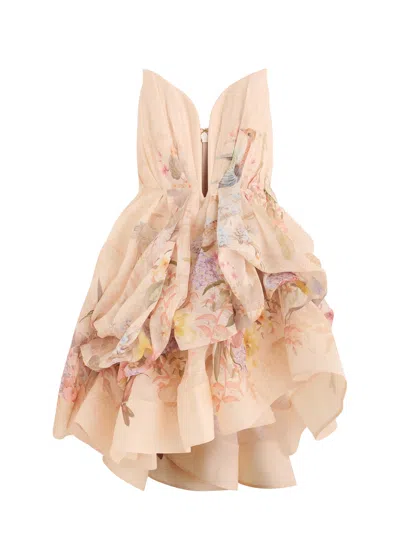 ZIMMERMANN ZIMMERMANN ILLUMINATE FLORAL DRAPED LINEN-BLEND MINI DRESS
