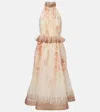 Zimmermann Illuminate Halter Midi Dress In Beige