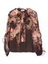 Zimmermann Womens Black Floral Illuminate Flutter Floral-print Sheer Blouse