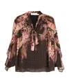 Zimmermann Womens Black Floral Illuminate Flutter Floral-print Sheer Blouse In Black